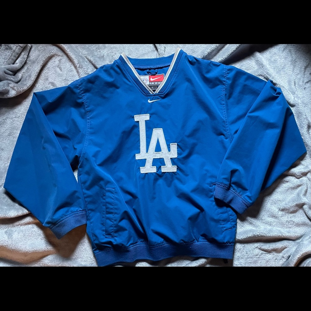 Nike LA Dodgers V Neck Crewneck Windbreaker Vintage